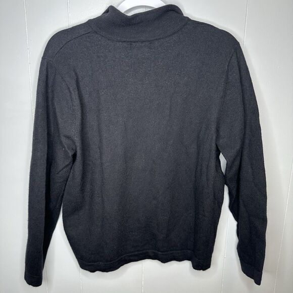 Davis & Squire Mens Sweater Size L Extra Fine Merino Wool 1/4 Zip Pullover Black - Picture 2 of 7